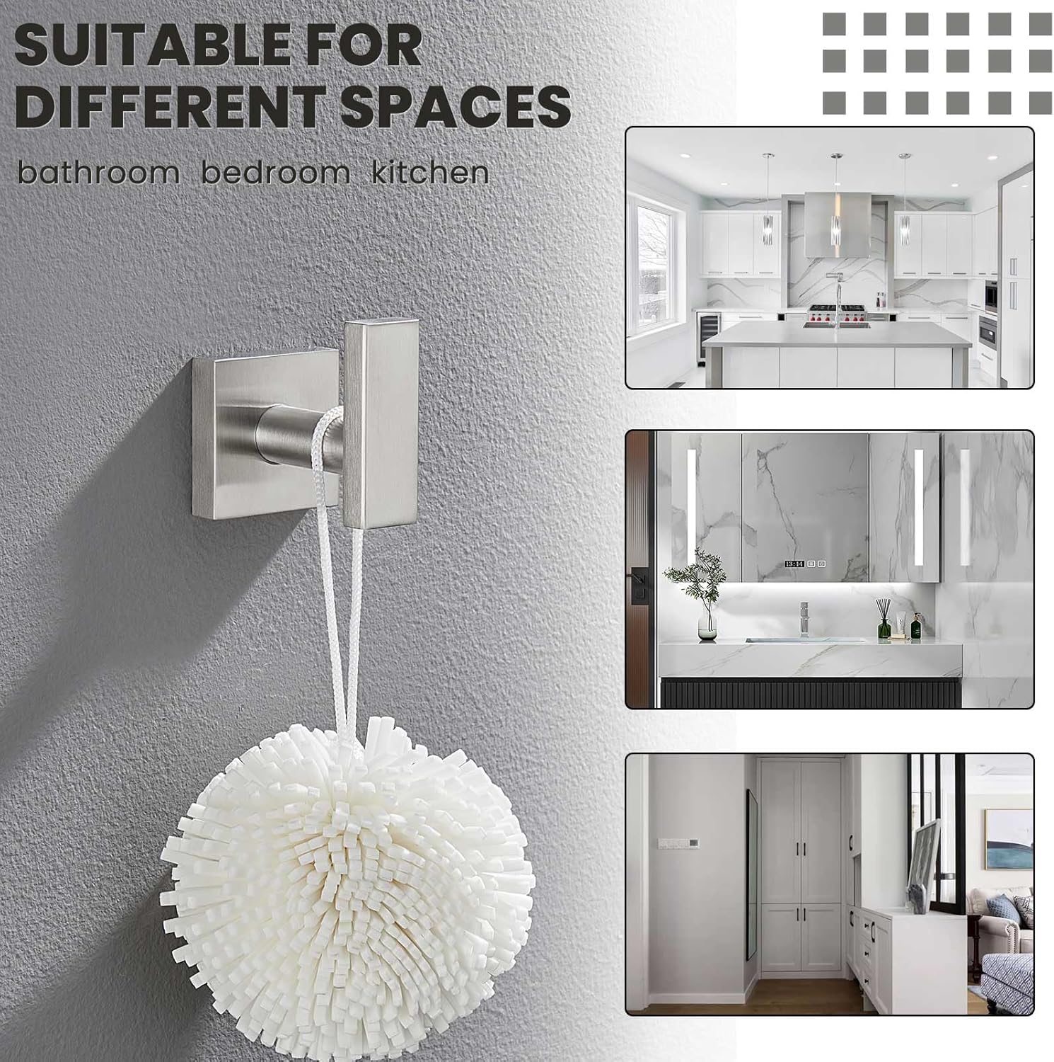 Suyar Bathroom Towel Hook Brushed Nickel 304 Stainless Steel
