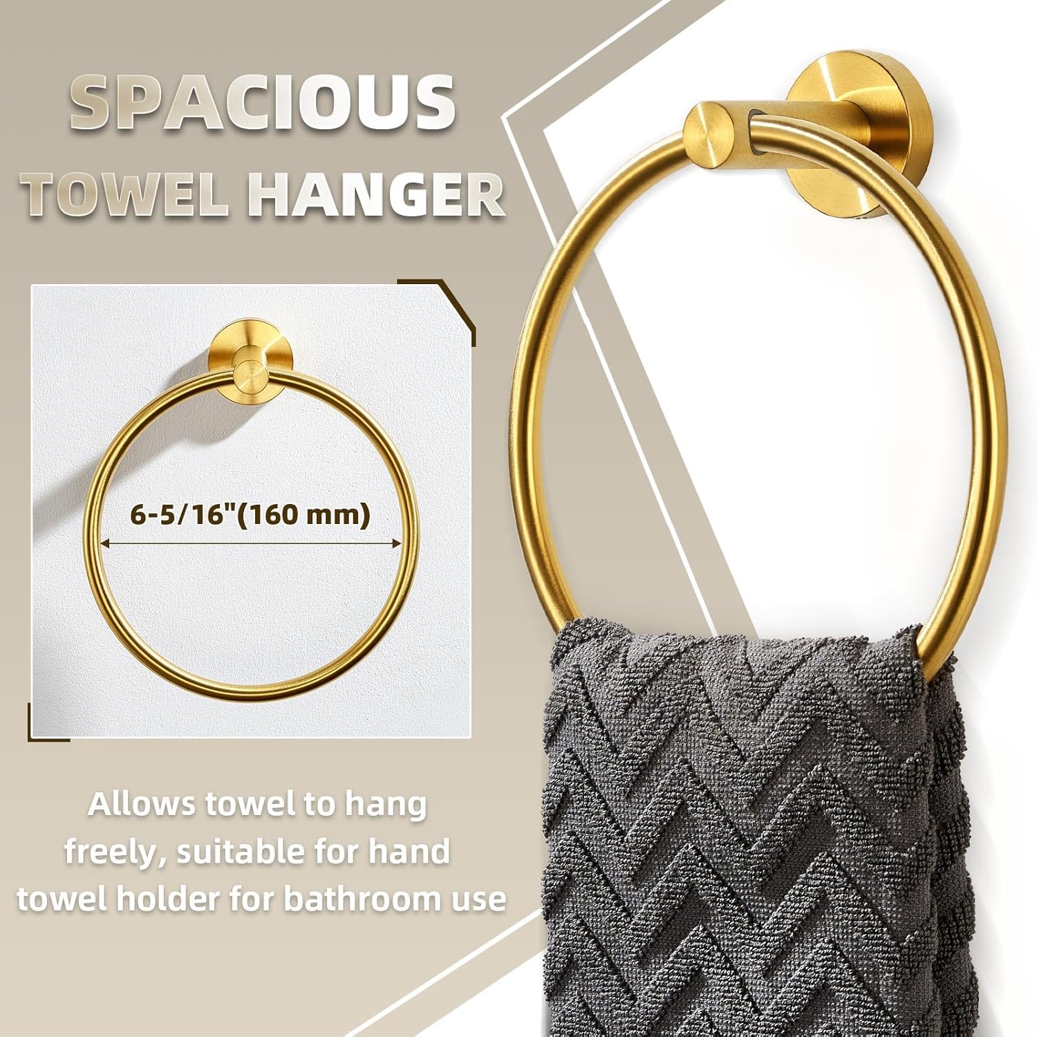 APLusee 304 Stainless Steel Towel Ring Set