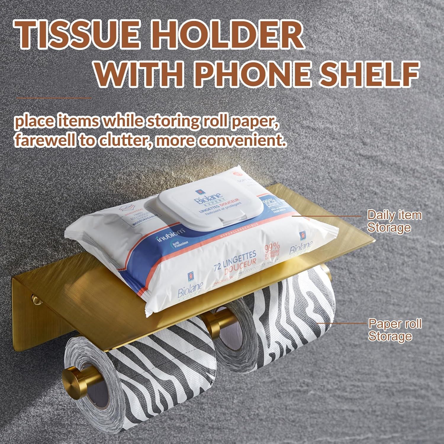 APLusee Double Toilet Paper Holder with Phone Shelf 1