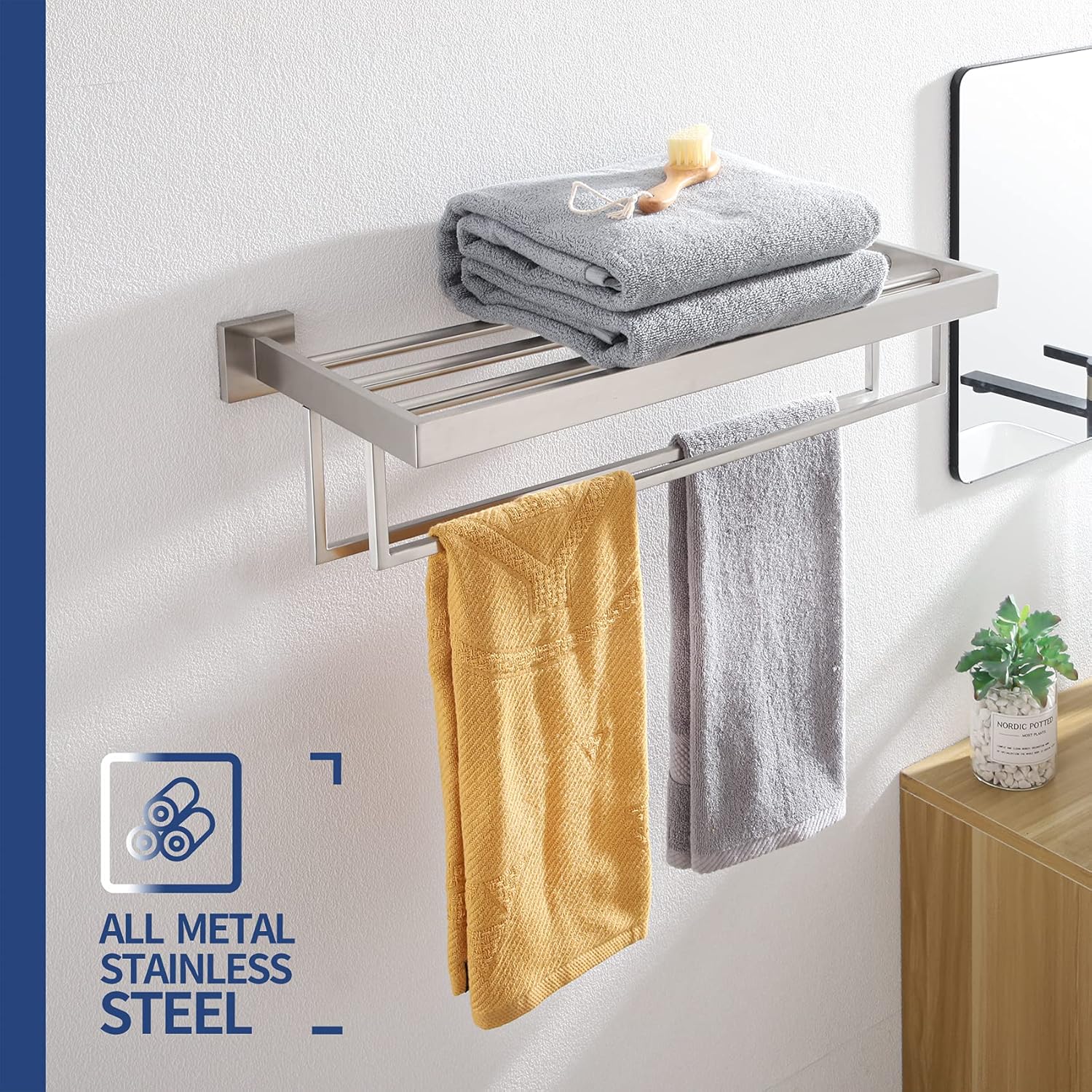 KOKOSIRI 24 Towel Rack Brushed Nickel