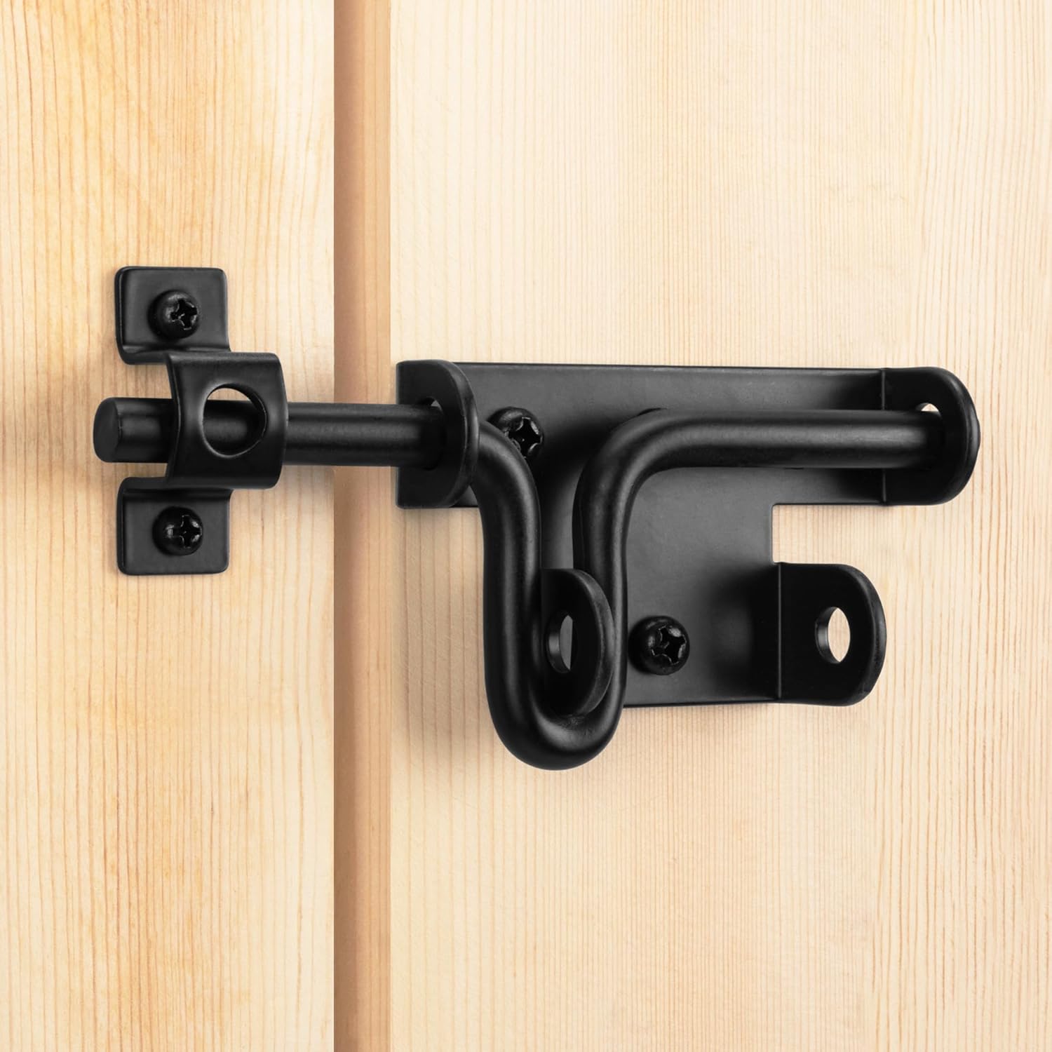 4-Piece Slide Bolt Gate Latch Black - Heavy Duty for Wooden Fence