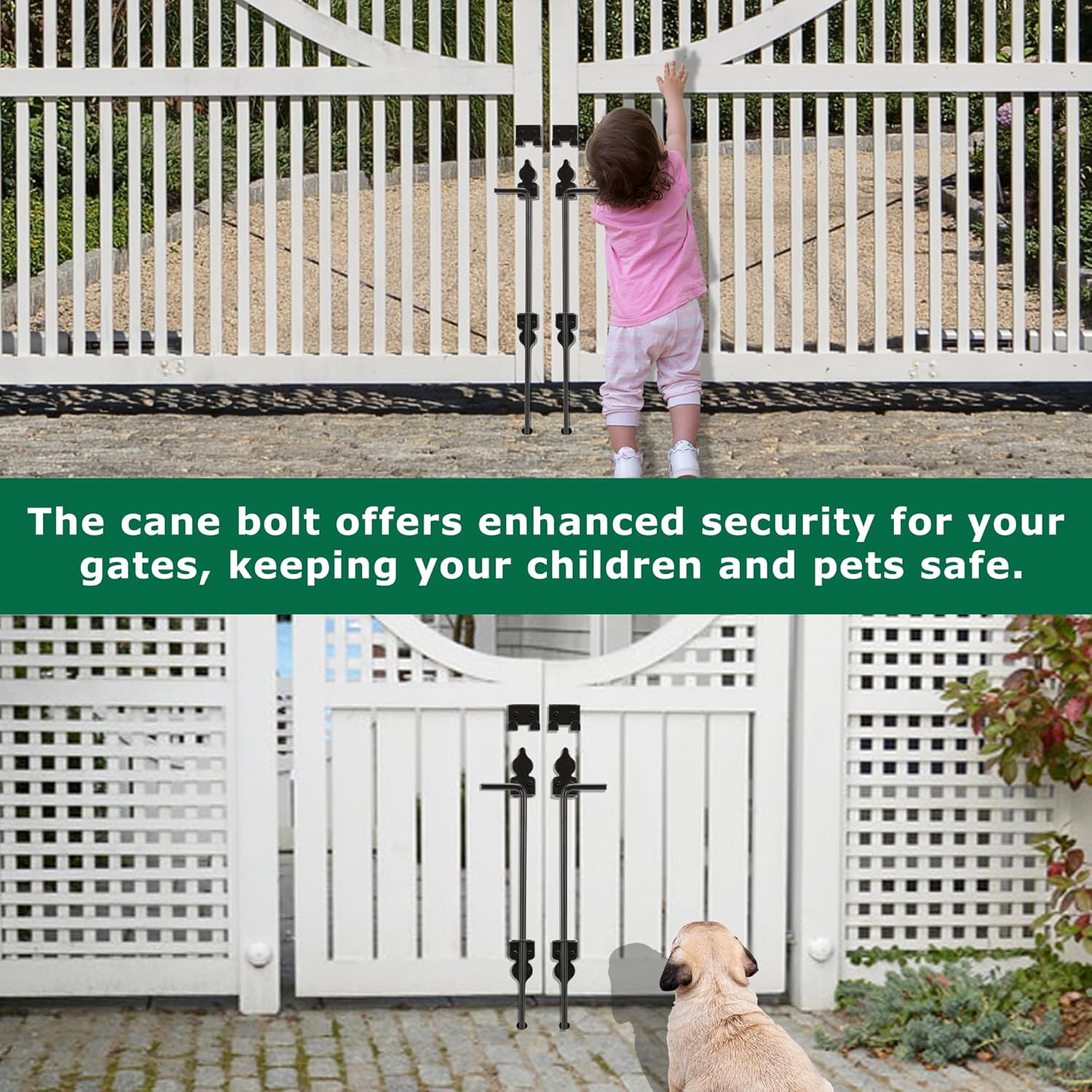 URDOGSLDurable Cane Bolt Gate Drop Rod for Vinyl Fences 12 Weatherguard Protection