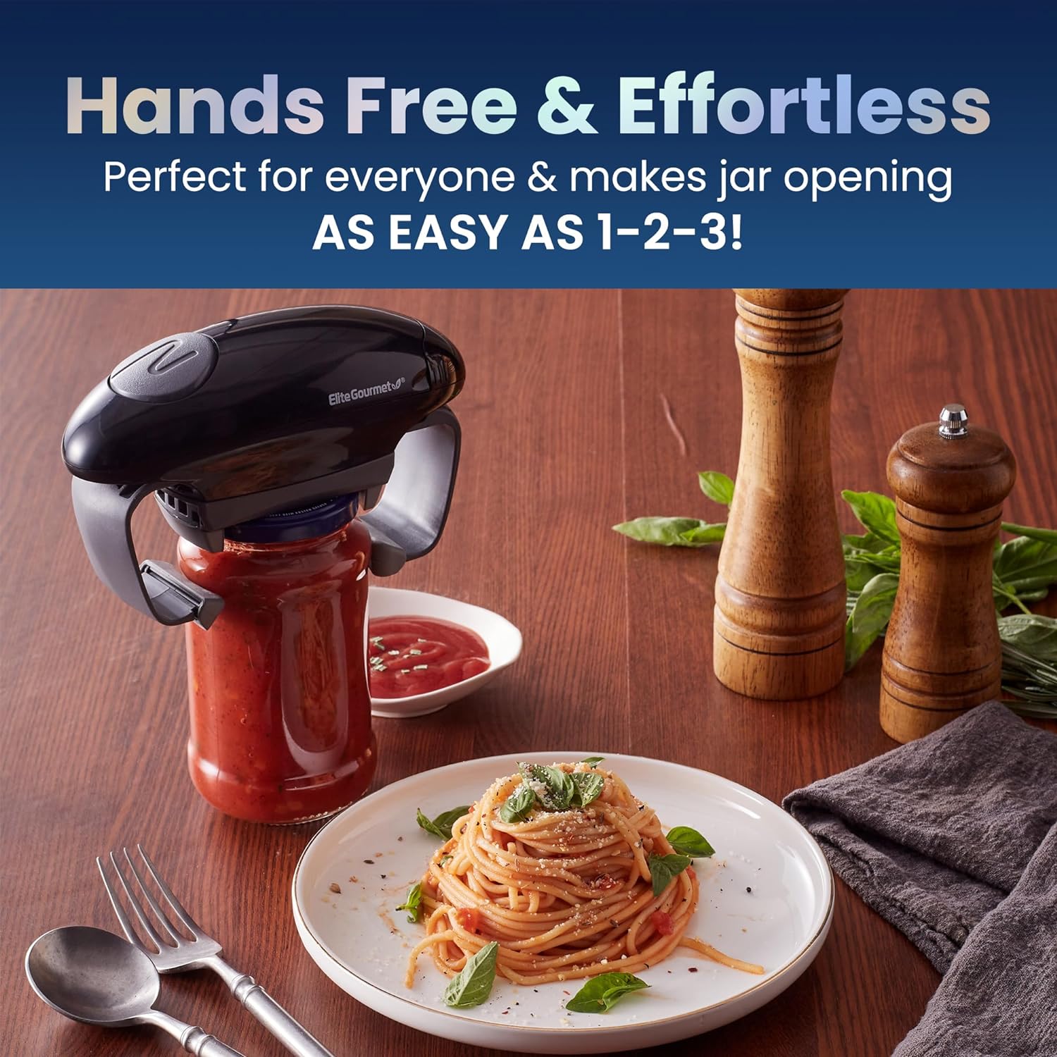 Elite Gourmet EJO800 Electric Jar Opener BlackGray