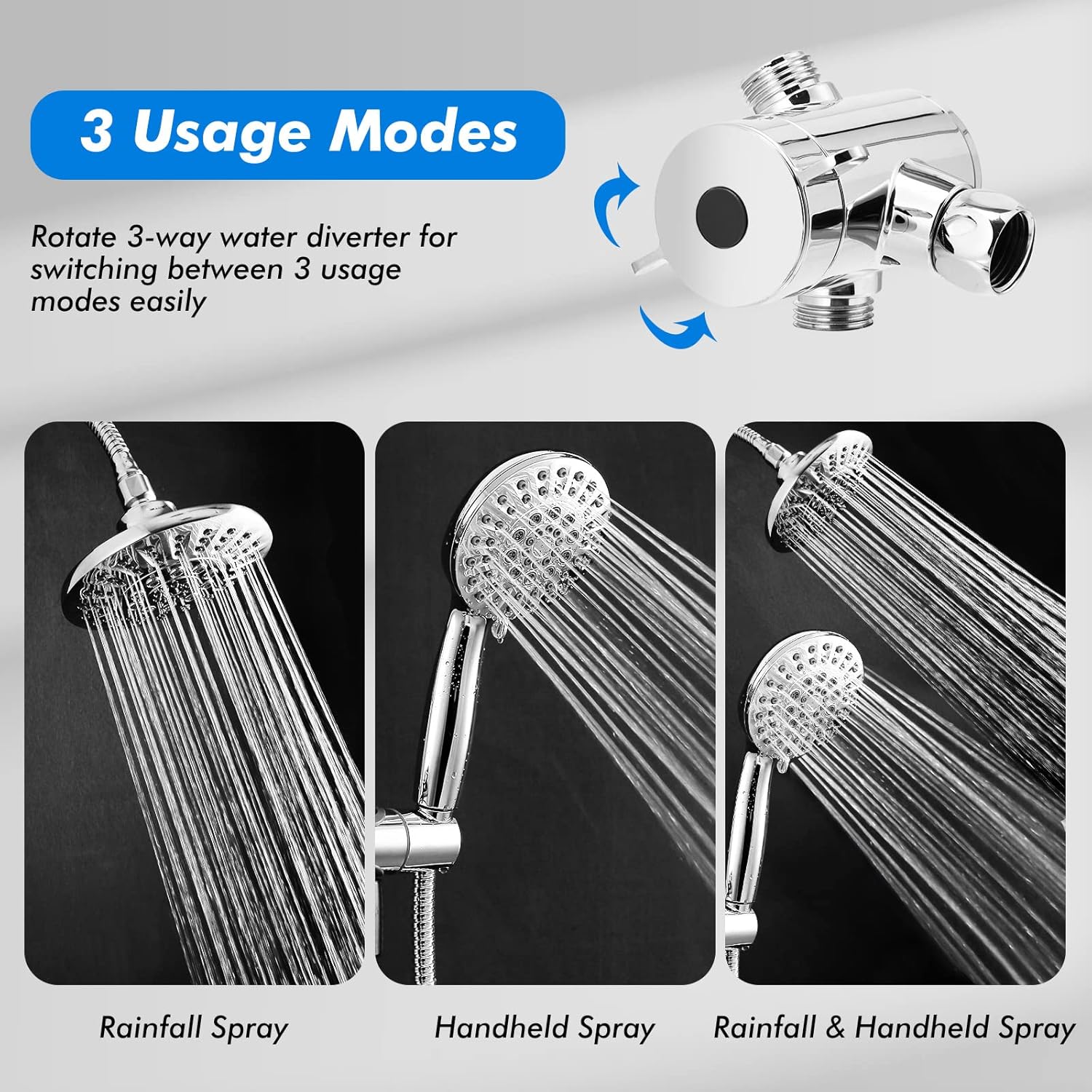 Luxury Handheld Shower Head with Rainfall Option