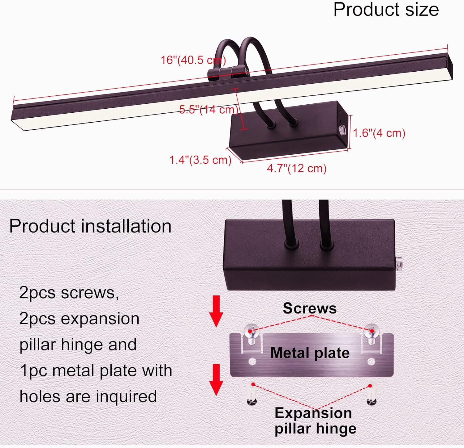 FUNCHDAY Wireless Picture Light with Remote 48 LED Dimmable Wall Art Lighting