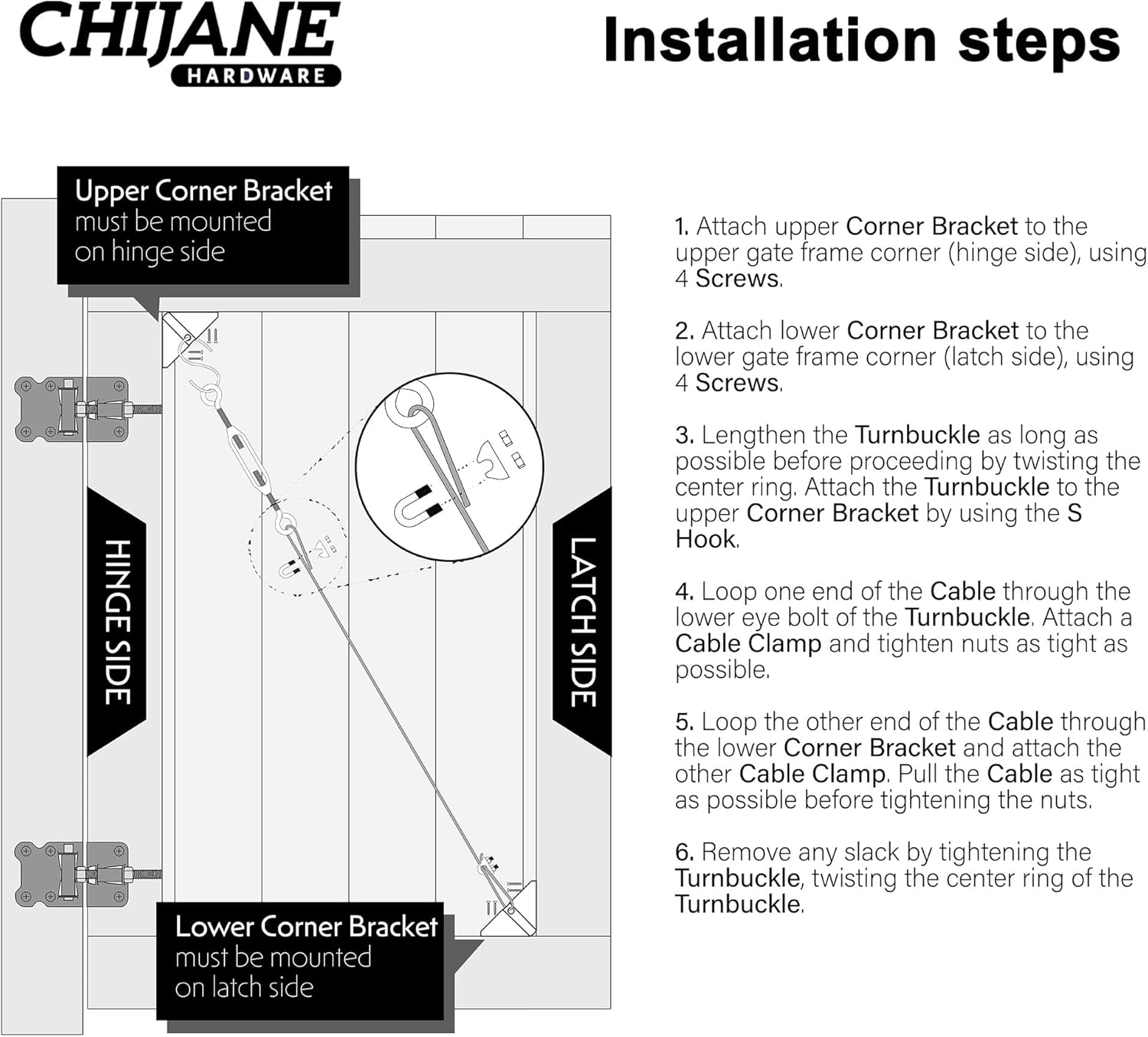 Sturdy Durable Anti-Sagging Gate Kit for Outdoor Use