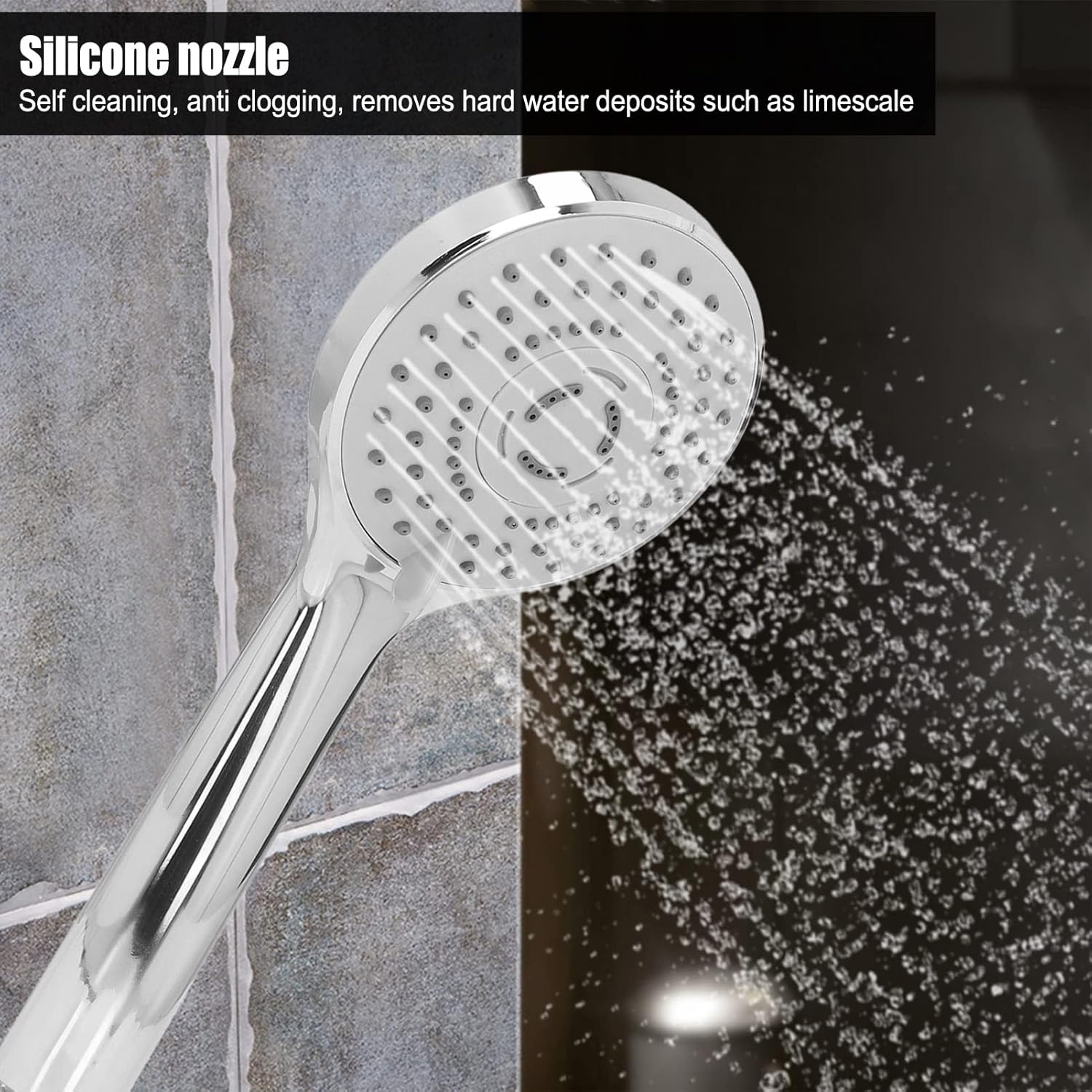 Stylish 5-in-1 G12 Thread Handheld Shower Head with Massage Self-Cleaning