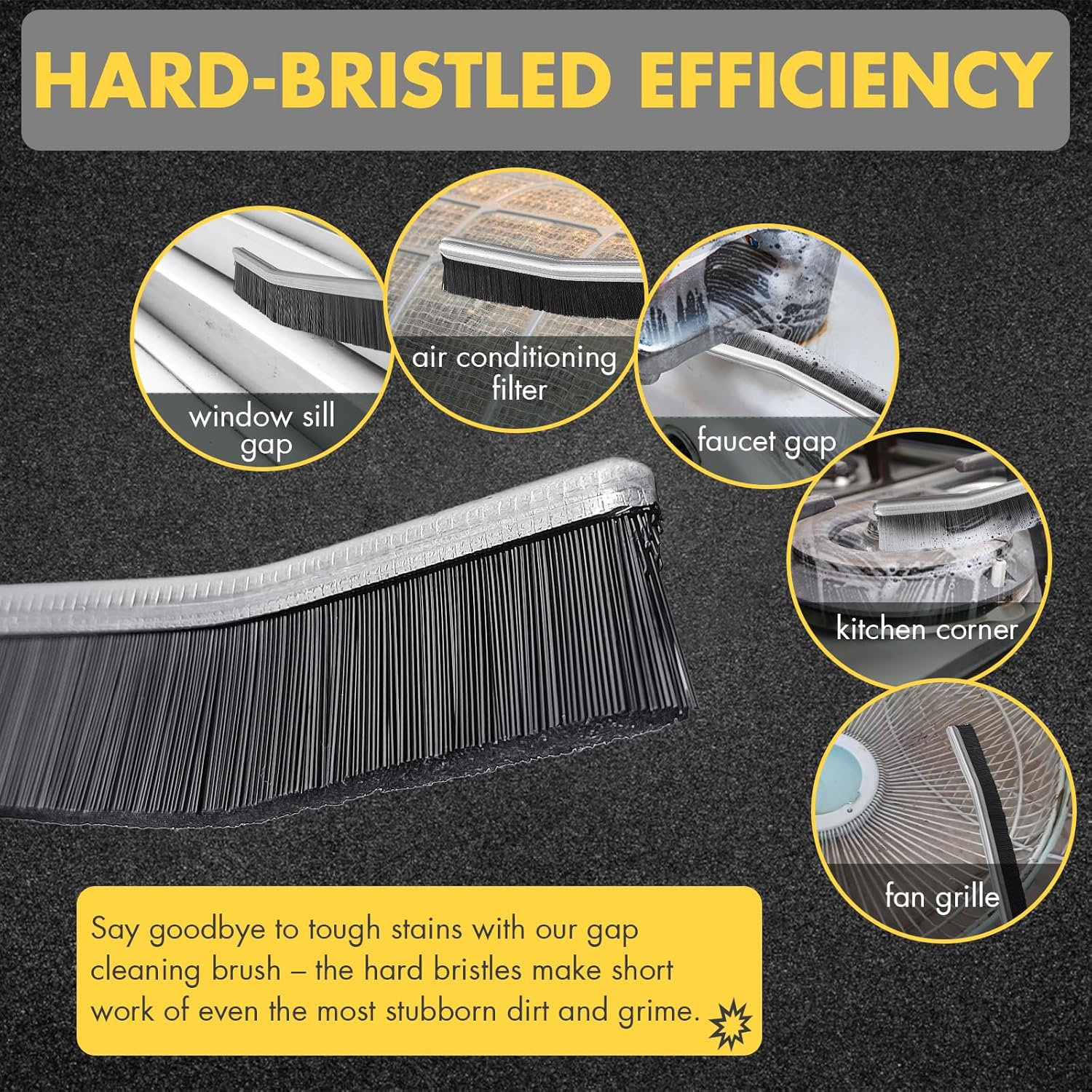 3Pcs Crevice Cleaning Brush Set Hard Bristle for Small Spaces