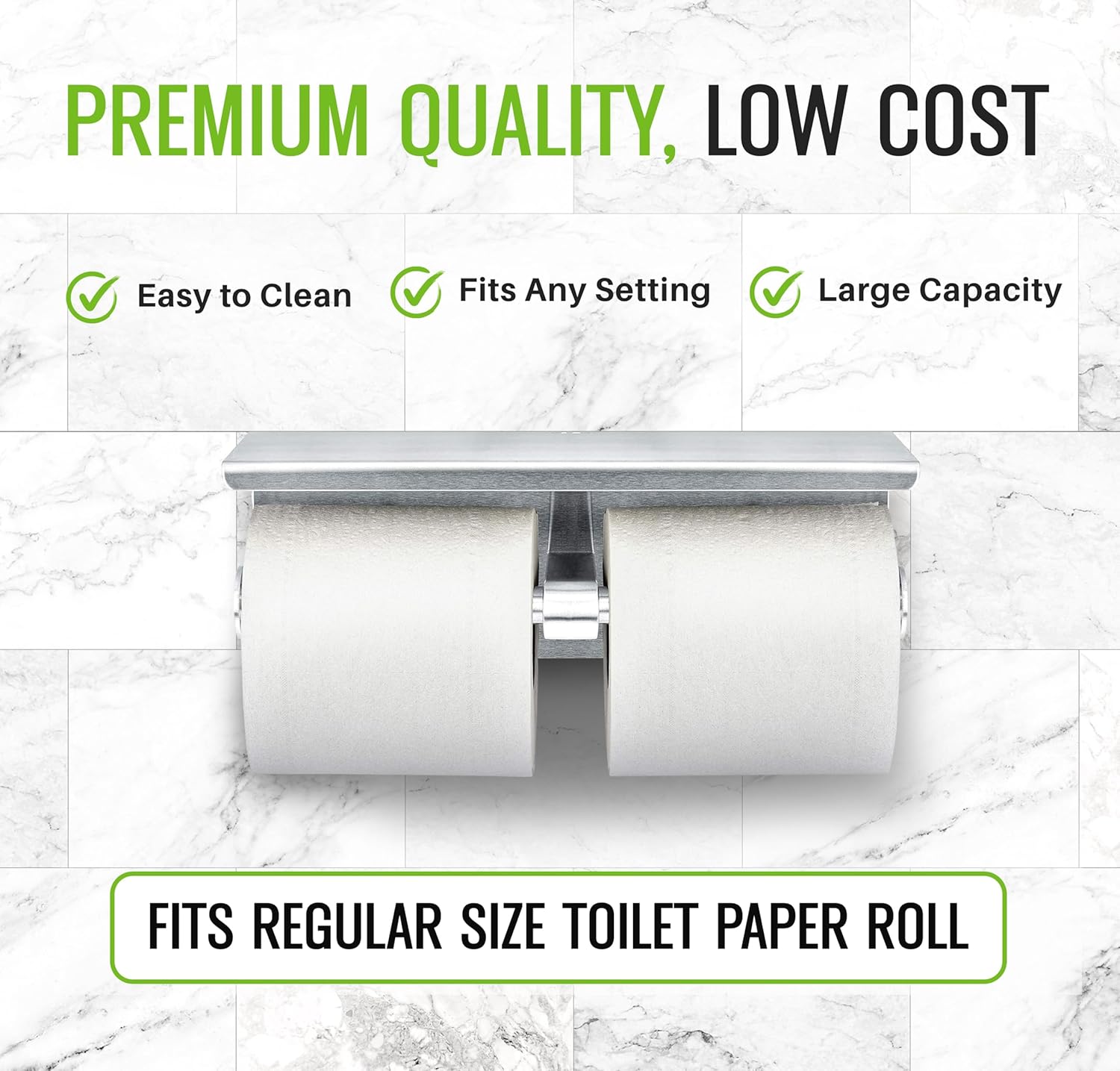 Alpine Double Roll Toilet Paper Holder with Shelf 1