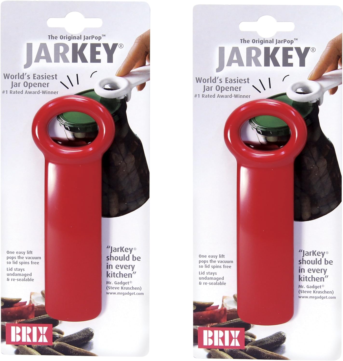 Brix JarKey Original Jar Opener Set of 2 Red
