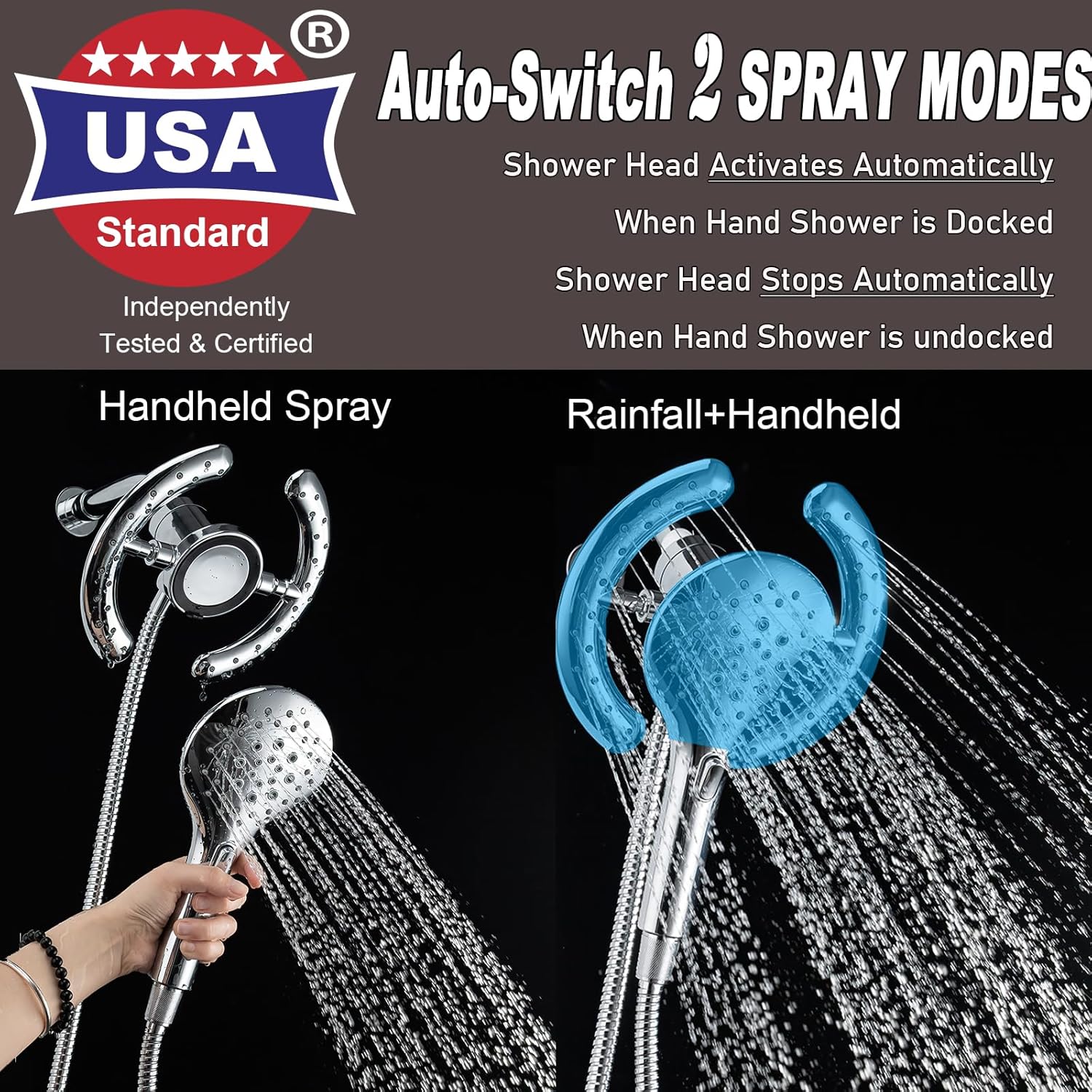 High-Pressure Dual Shower Head with Magnetic Bellearly