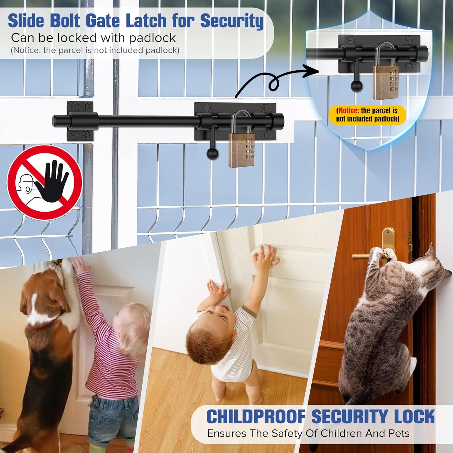 Durable 304 Stainless Steel Barrel Bolt Latch Door Lock