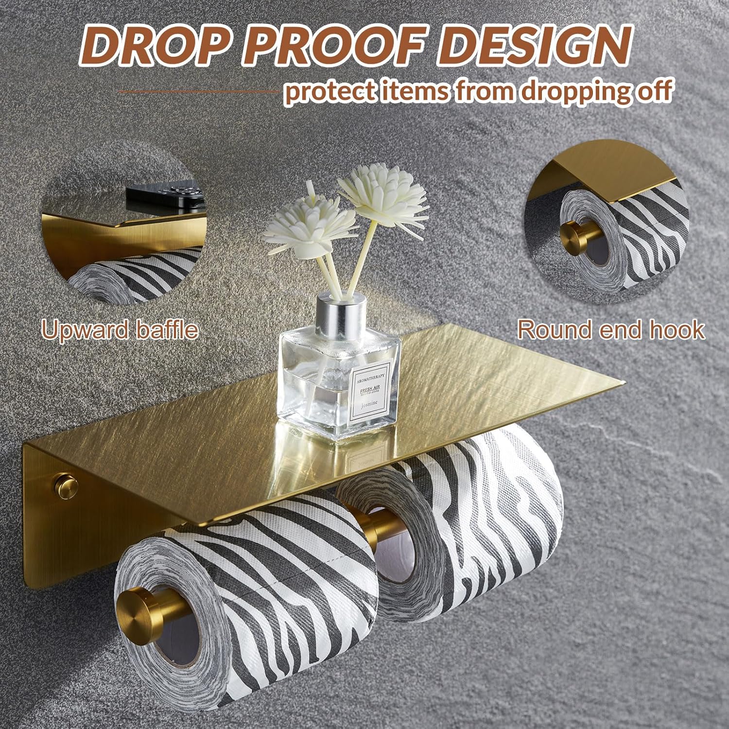 APLusee Double Toilet Paper Holder with Phone Shelf 1
