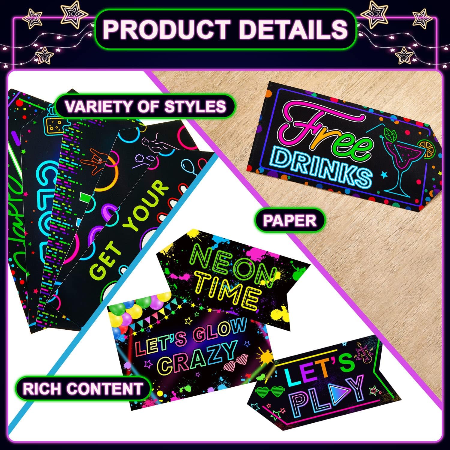Gueevin Glow-in-the-Dark Party Decorations 20 Pcs