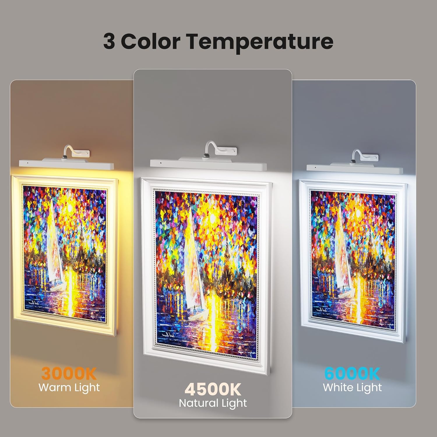 Craftersmark Rechargeable Picture Light - 3 Color Temperatures Adjustable Angle Remote Control