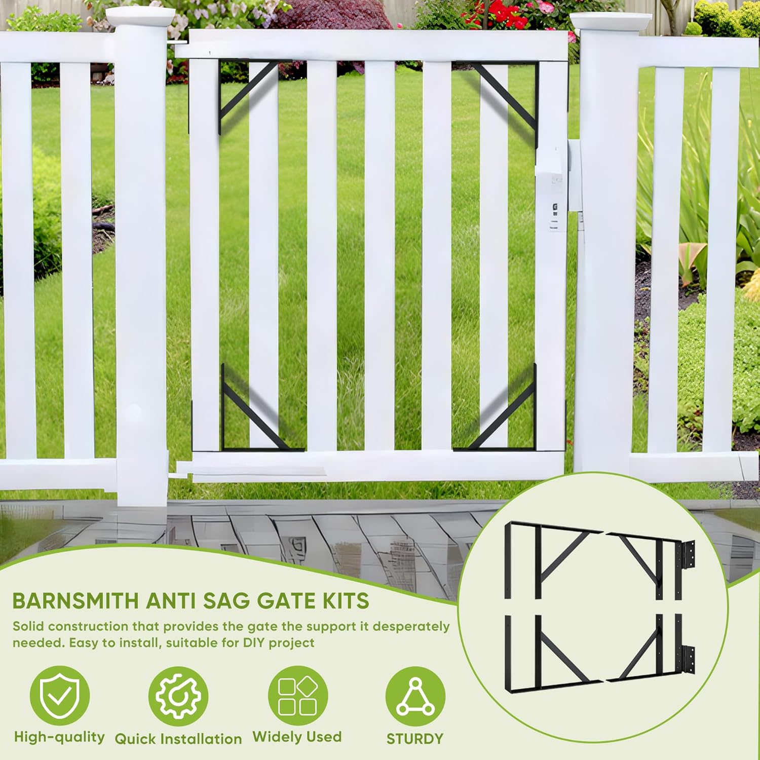 Heavy-Duty Anti-Sag Gate Bracket Set Stainless Steel Precision-Welded Hinges