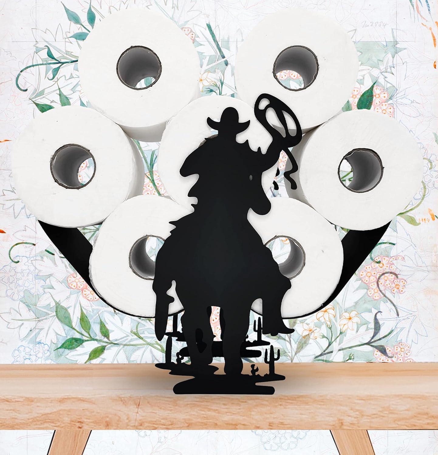 Coolboy Cowboy Black Metal Toilet Paper Holder