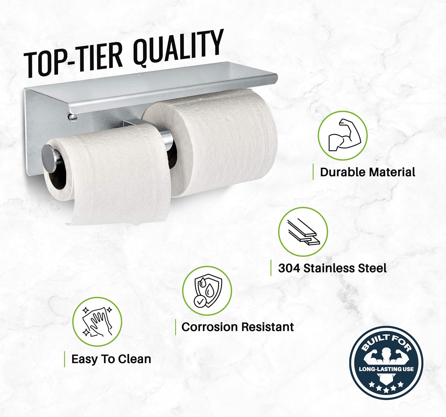 Alpine Double Roll Toilet Paper Holder with Shelf 1