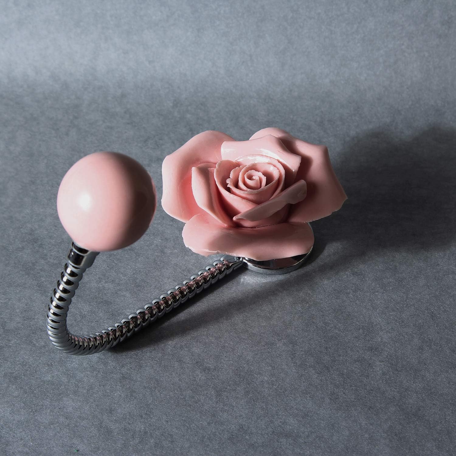 MDPLY 3D Flower Ceramic Wall Hook Rose Pink