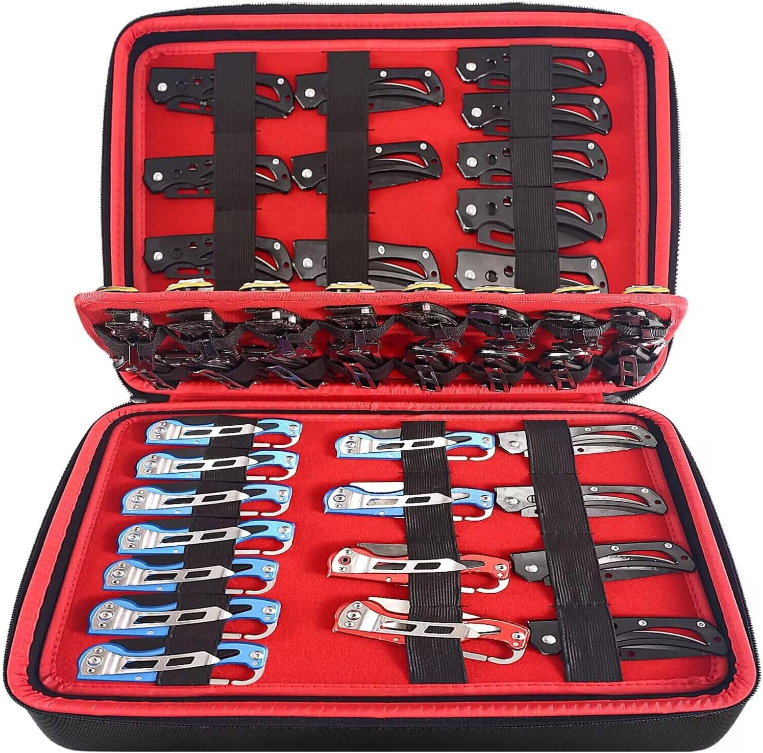 62 Pocket Knife Display Case with 10 Knife Sleeves