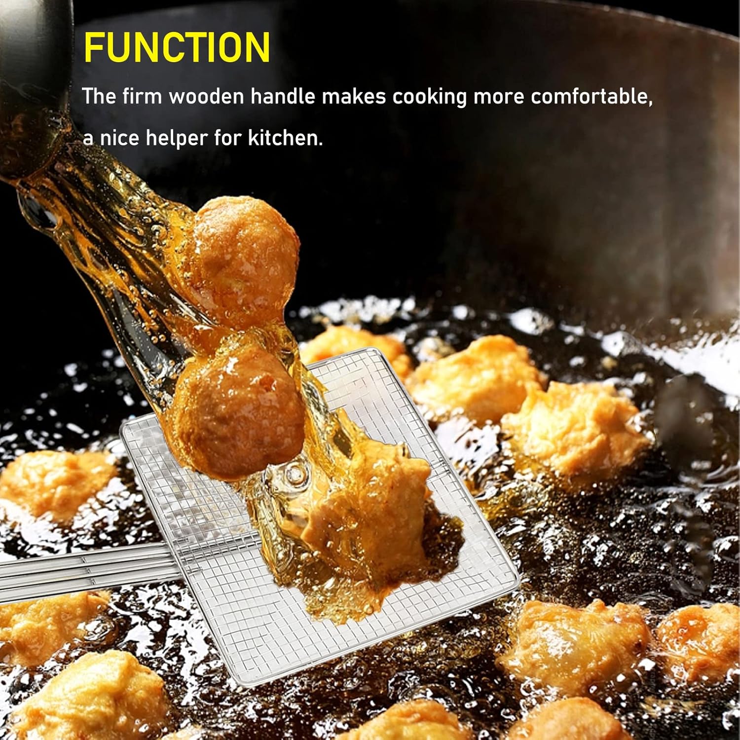 Stainless Steel Skimmer Ladle with Mesh Strainer for Cooking and Frying