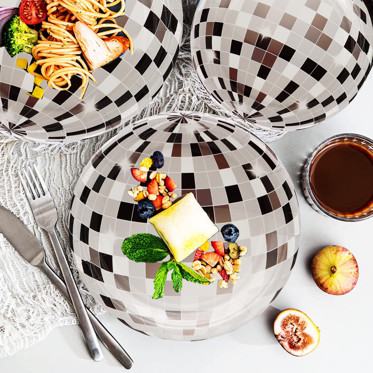 HSPAIDYP 80Pcs 7 Silver Disco Paper Plates