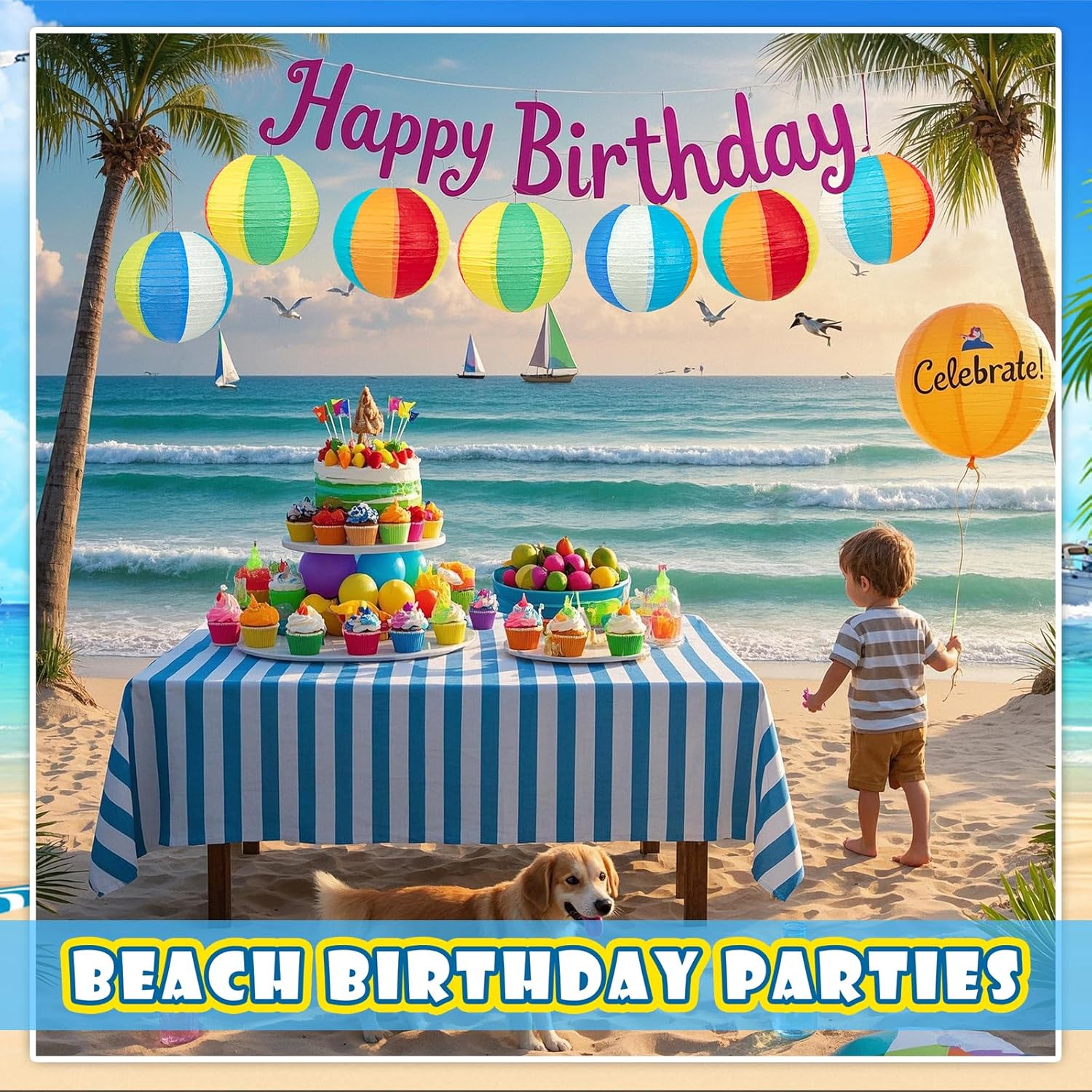 10Pcs 8 Inch Beach Party Decor Paper Lanterns