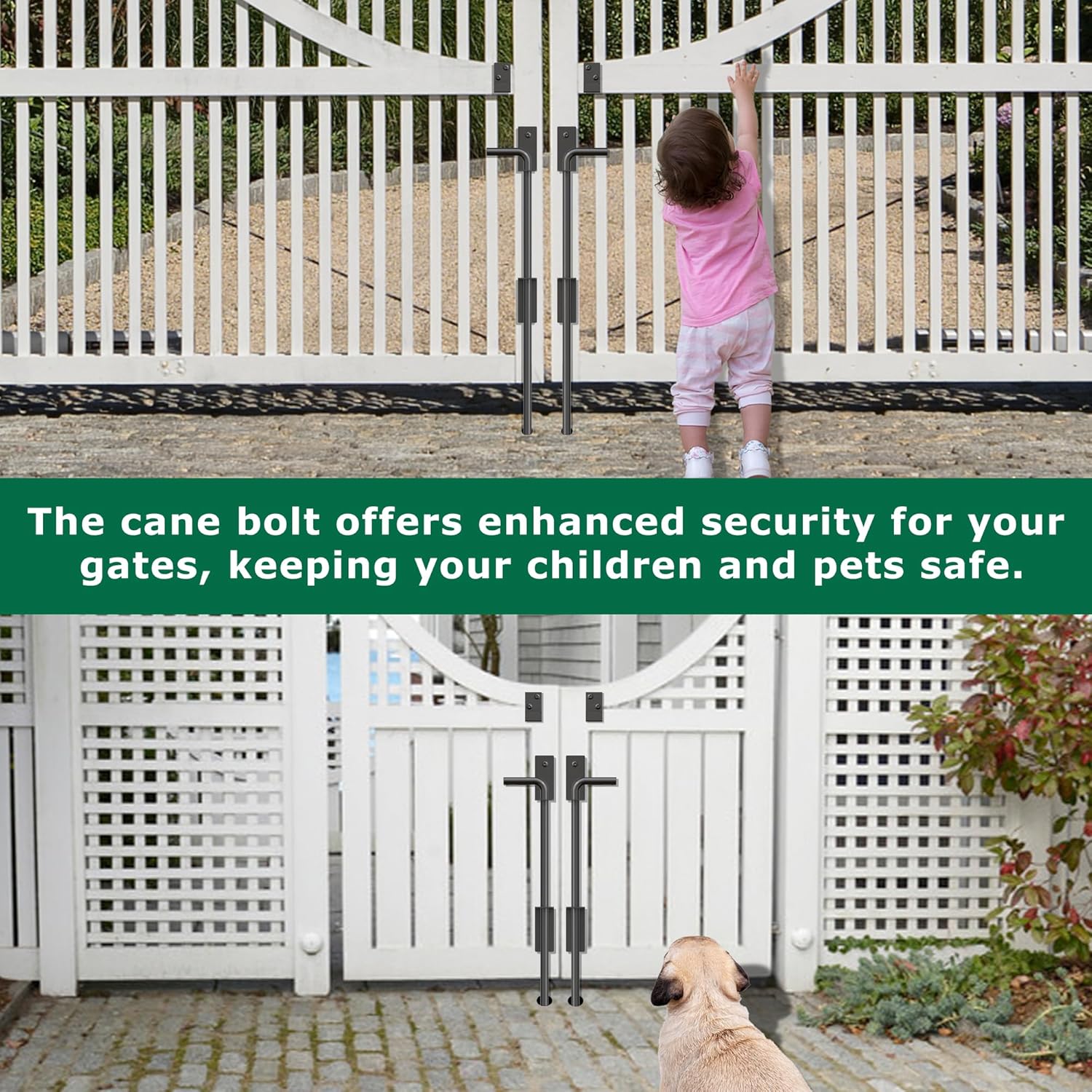 18-inch Heavy Duty Cane Bolt Gate Drop Rod Kit with Square Design