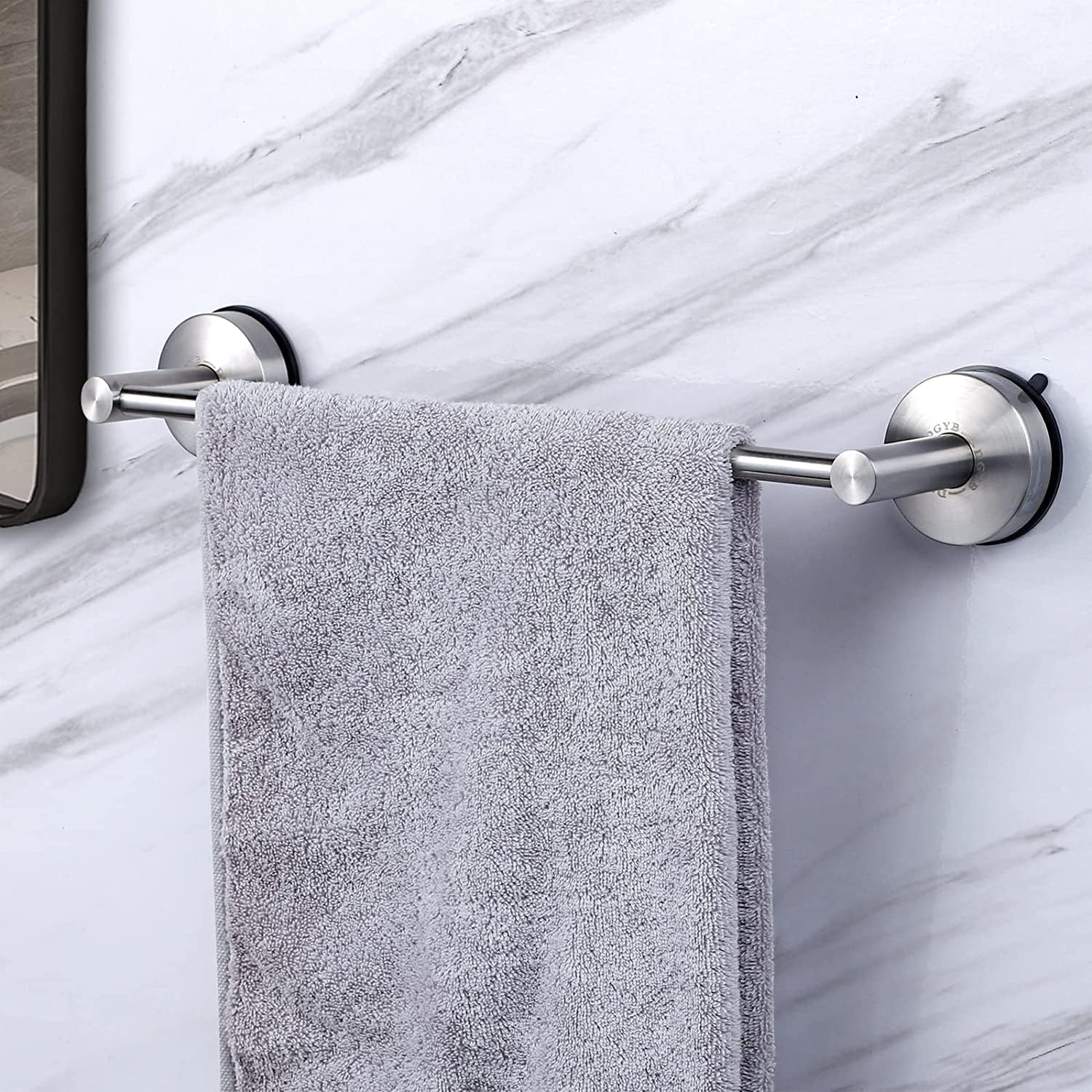 DGYB Suction Cup Towel Bar Set of 2 Brushed Nickel