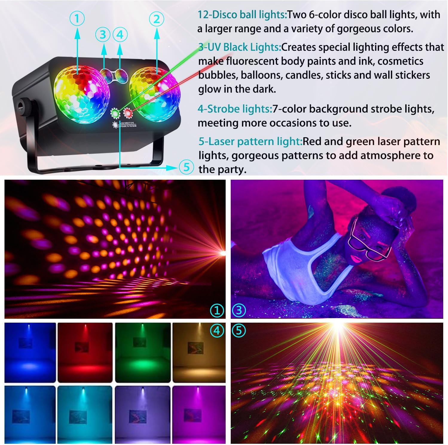 MEGABOON DJ Party Disco Ball Light 1