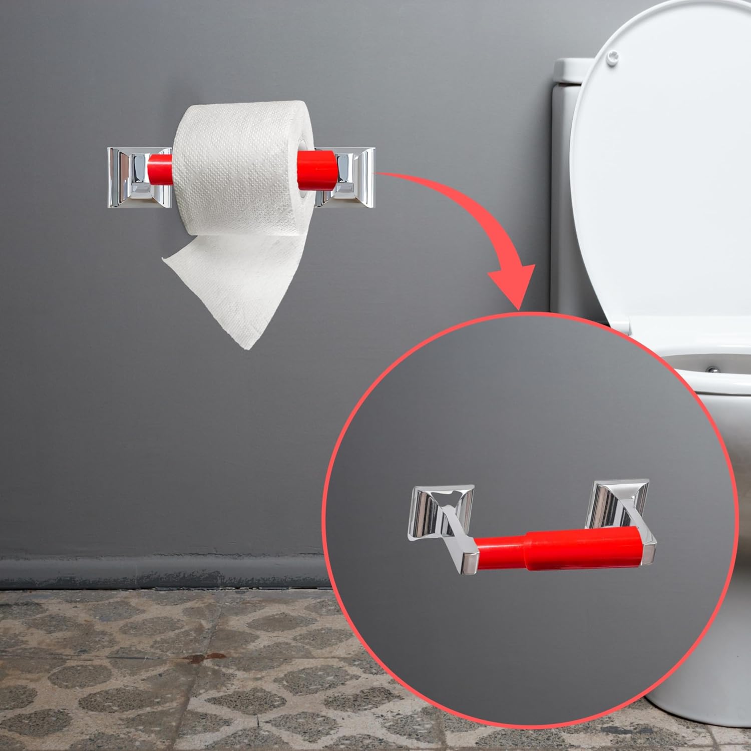 Pulse Red Toilet Paper Holder Spring Rod