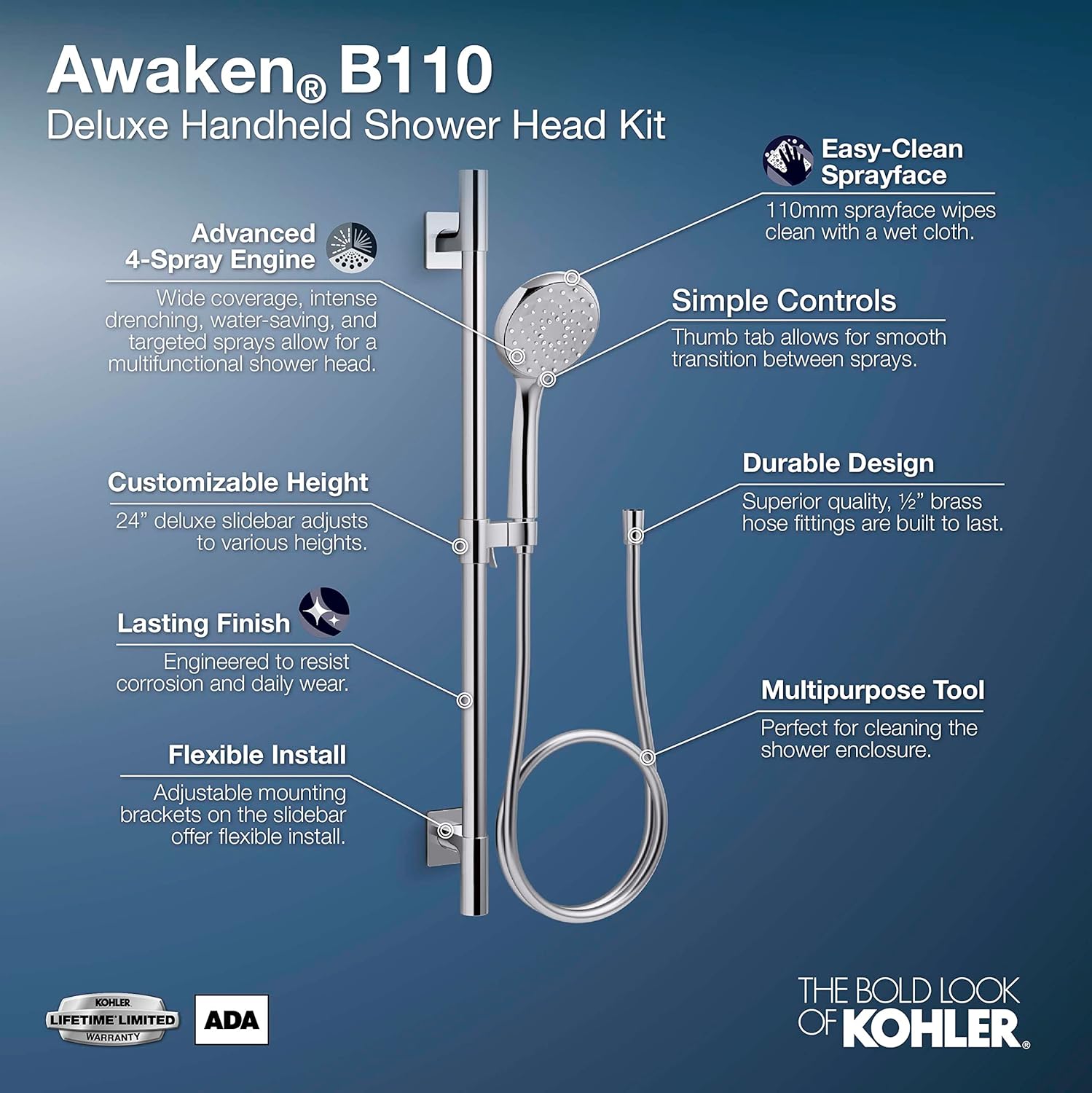 Kohler Awaken Bath Kit Polished Chrome