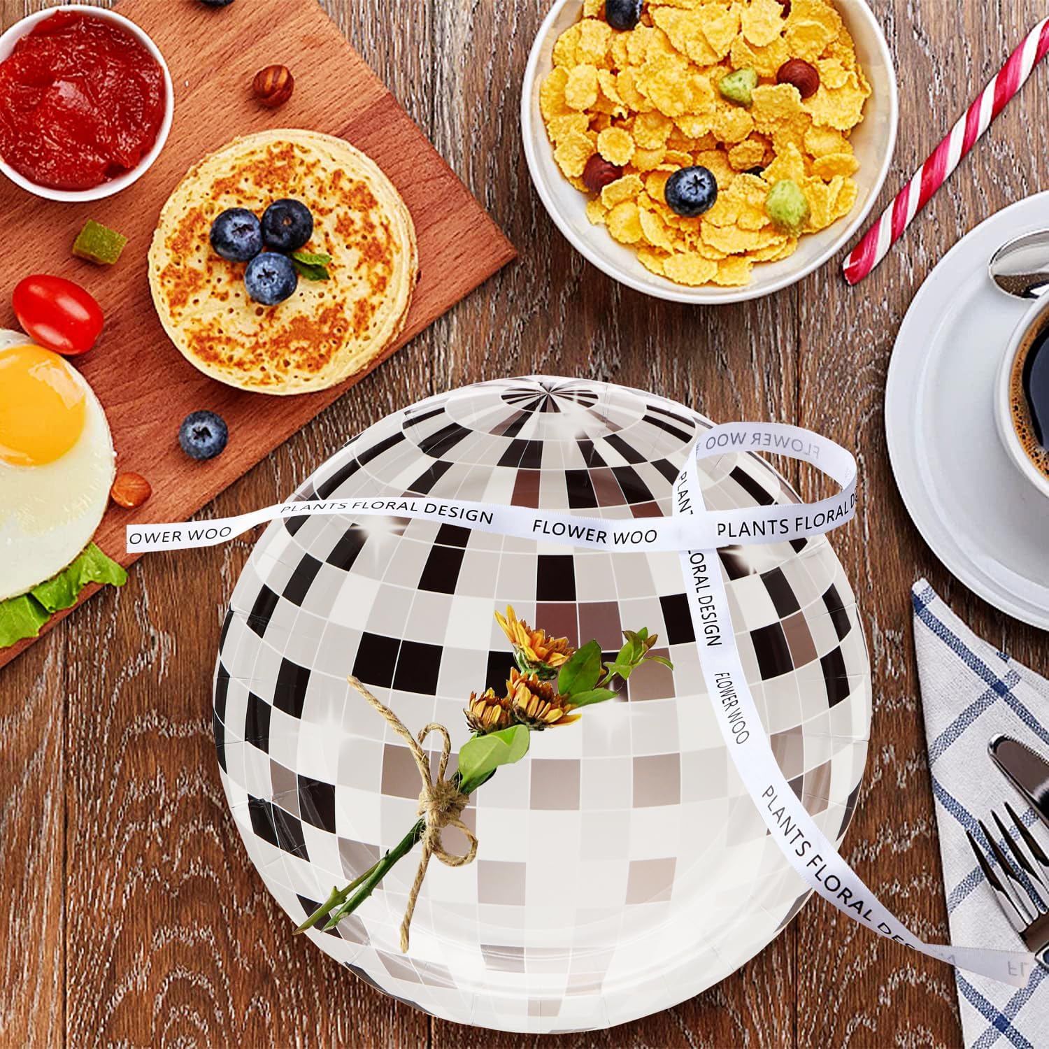 HSPAIDYP 80Pcs 7 Silver Disco Paper Plates