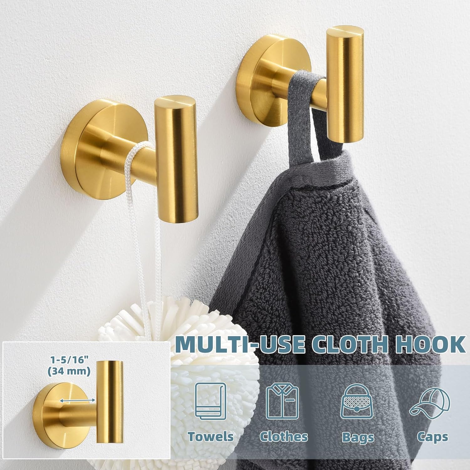 APLusee 304 Stainless Steel Towel Ring Set