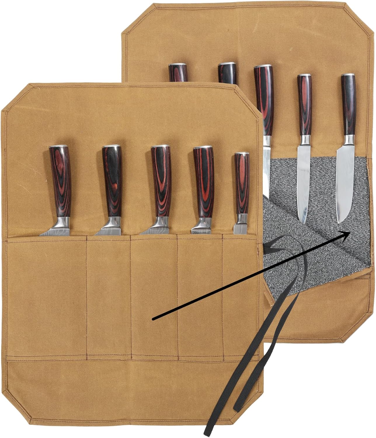 Denifiter Knife Roll - Durable Waxed Canvas with Cut Resistant Lining