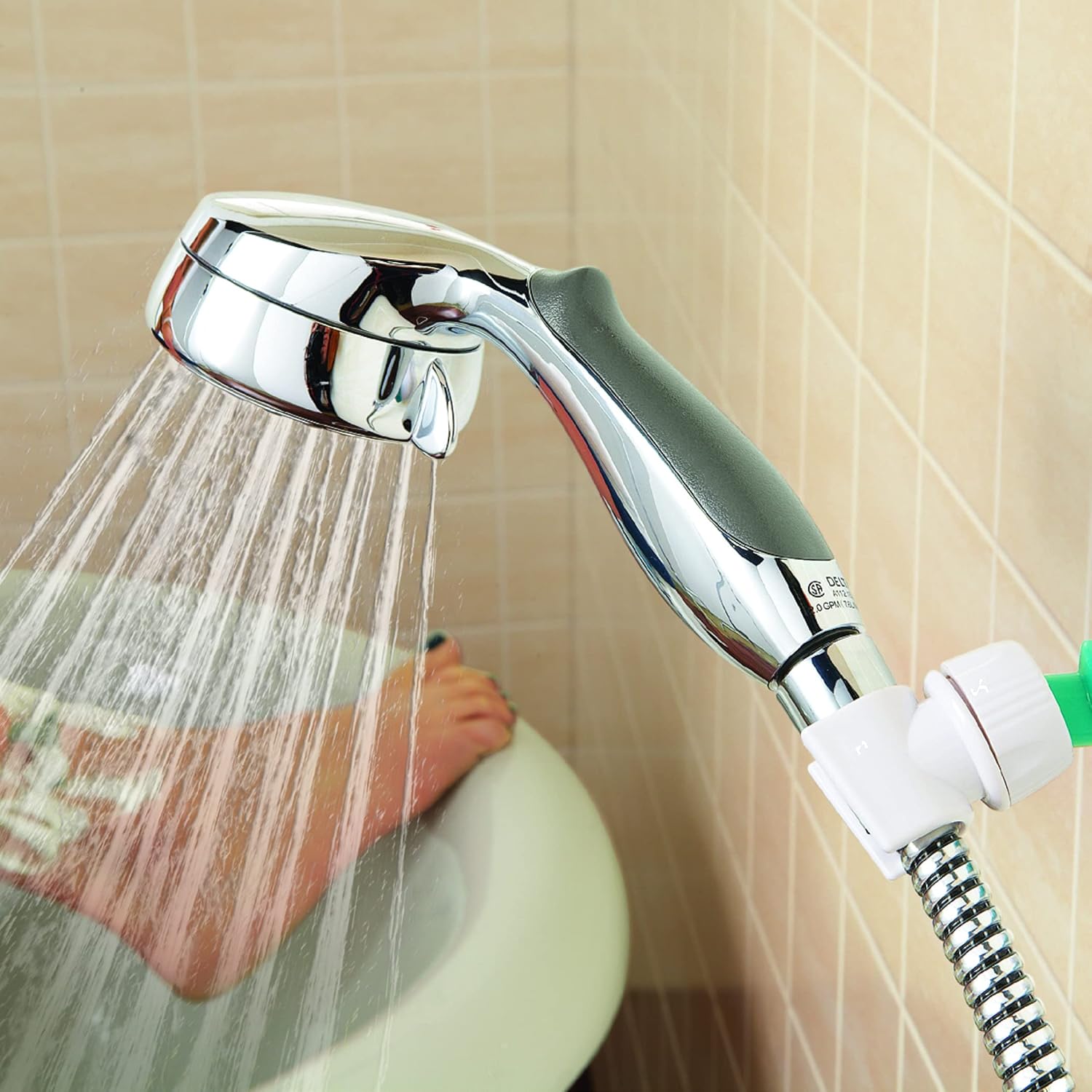Handheld Shower Head Holder with Wall-Mount Silver
