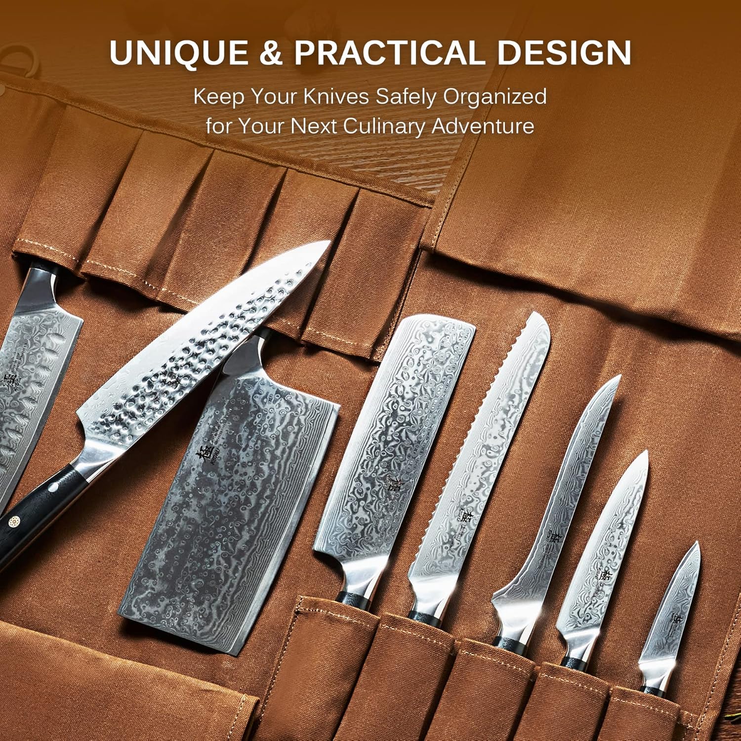 KYOKU Chef Knife Roll Bag with 10 Slots and 3 Holders