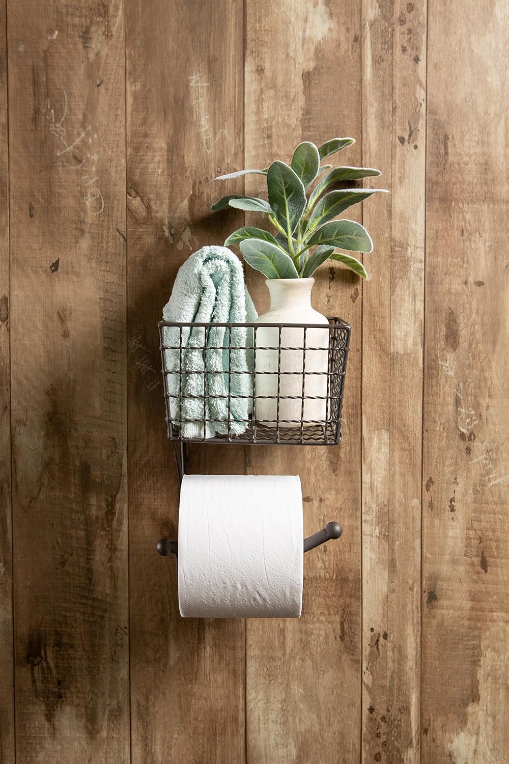 DII Rustic Farmhouse Toilet Paper Holder Gray
