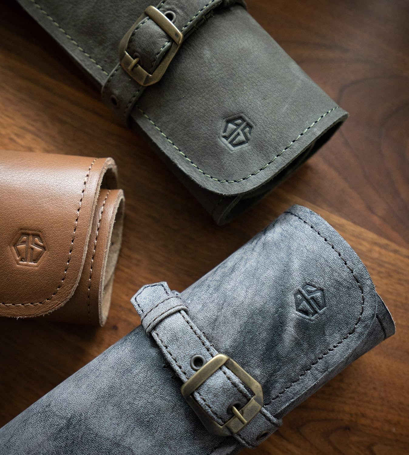 Angus Stoke Knife Roll Bag 7 Slots Leather Case