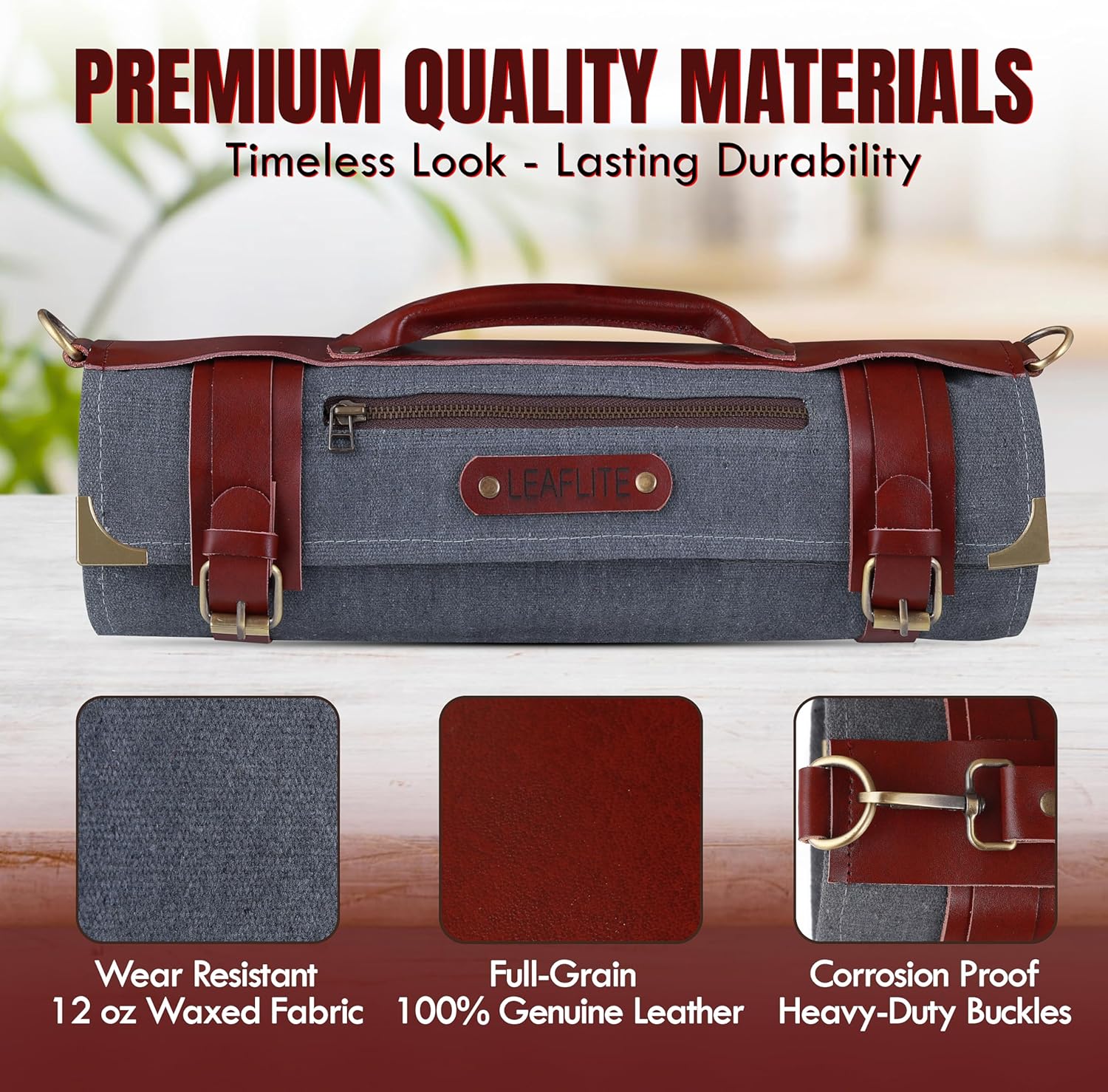 Leaflite 12-Pocket Chef Knife Roll Bag