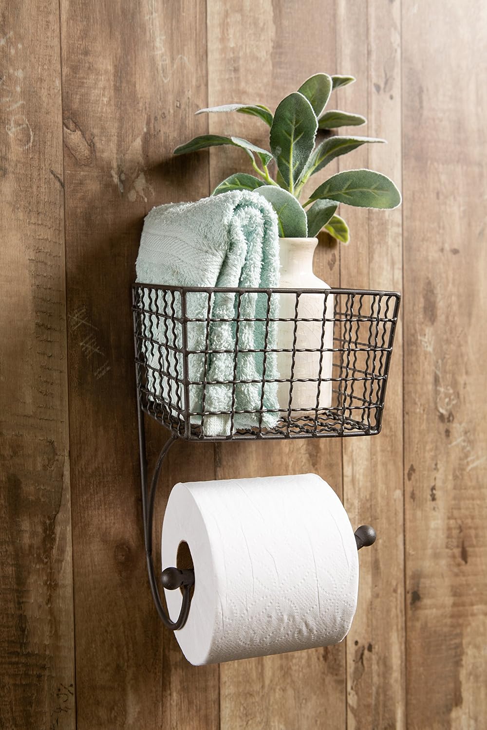 DII Rustic Farmhouse Toilet Paper Holder Gray