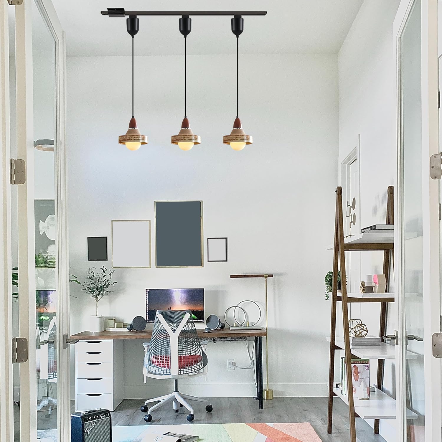 Kiven L Style 2-Wire Track Pendant Light with Ceramic Shade 1