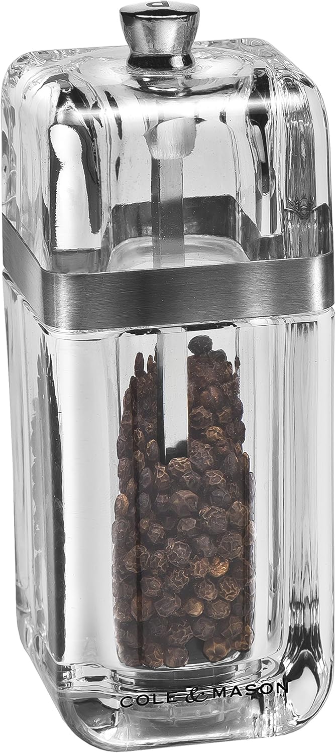 Cole Mason Precision Kempton Salt Pepper Shaker Set 130mm Clear