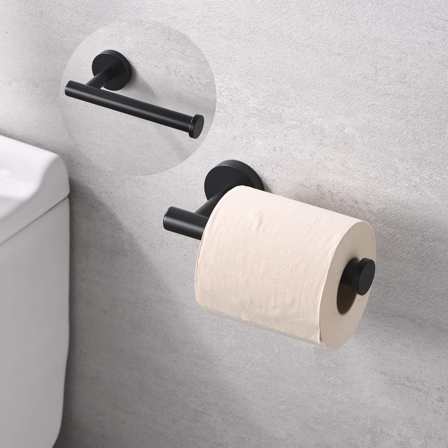 Rainovo Toilet Paper Holder Matte Black Rustproof