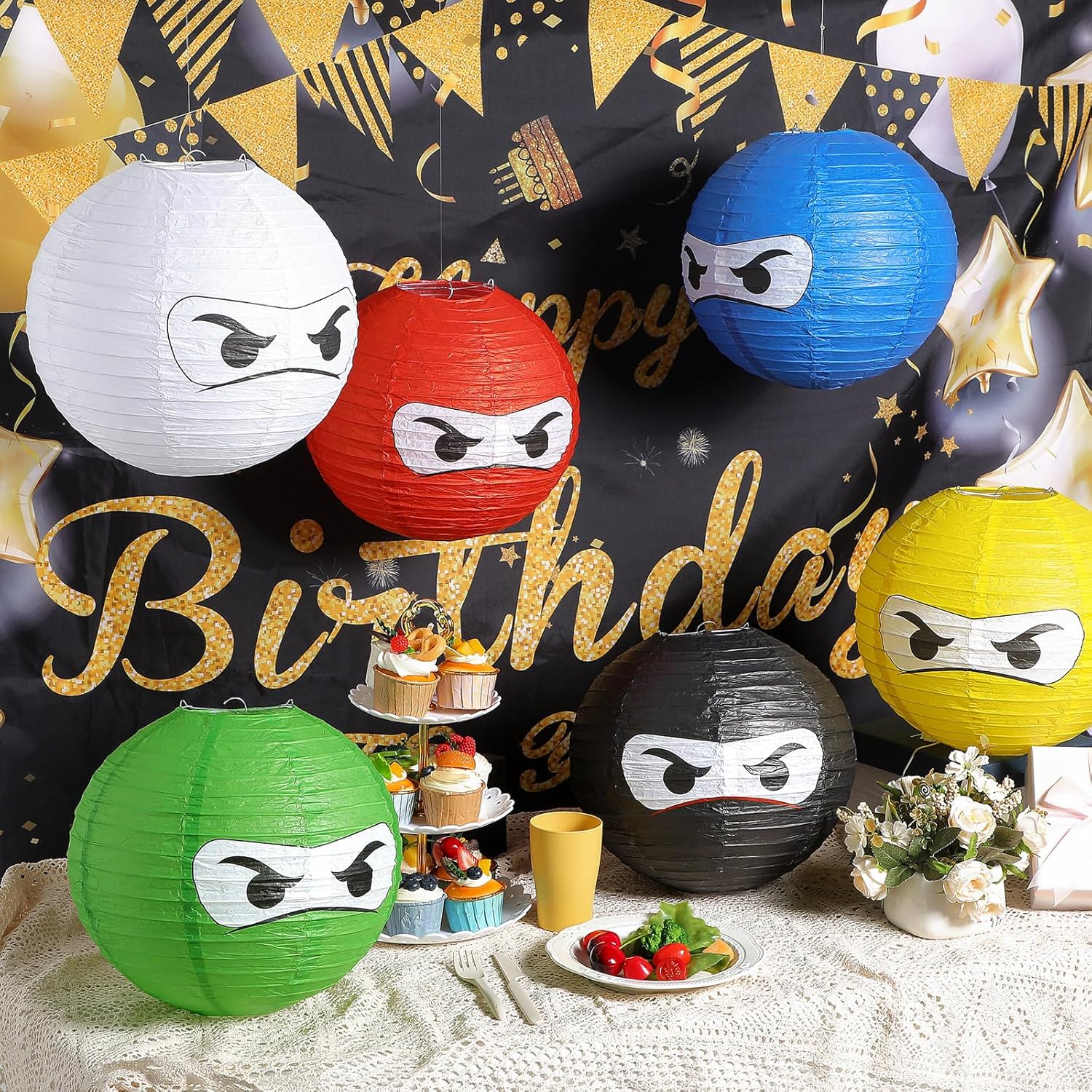 Glooglitter 6 Pcs Ninja Themed Paper Lanterns 12 Inch 1