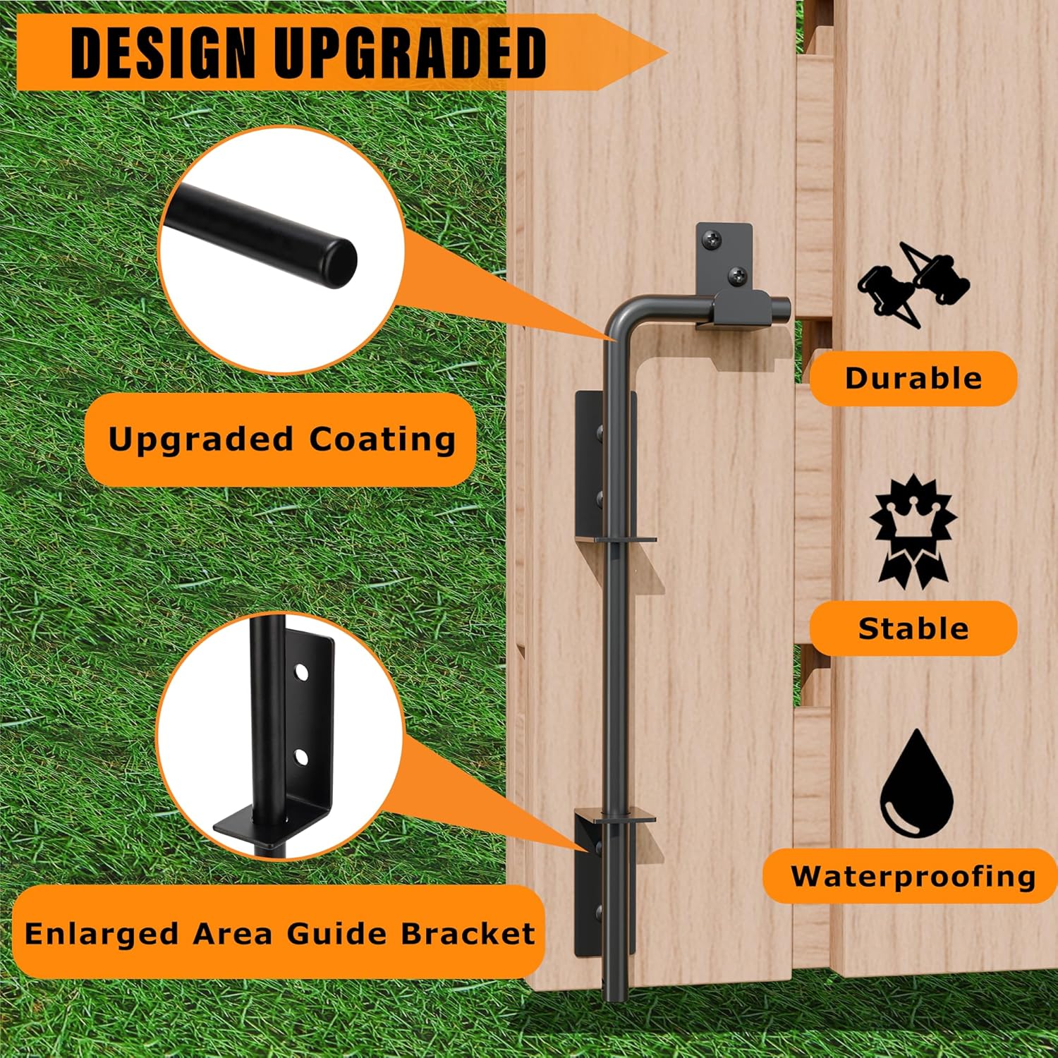 Durable 12 Cane Bolt Gate Latch Black Steel