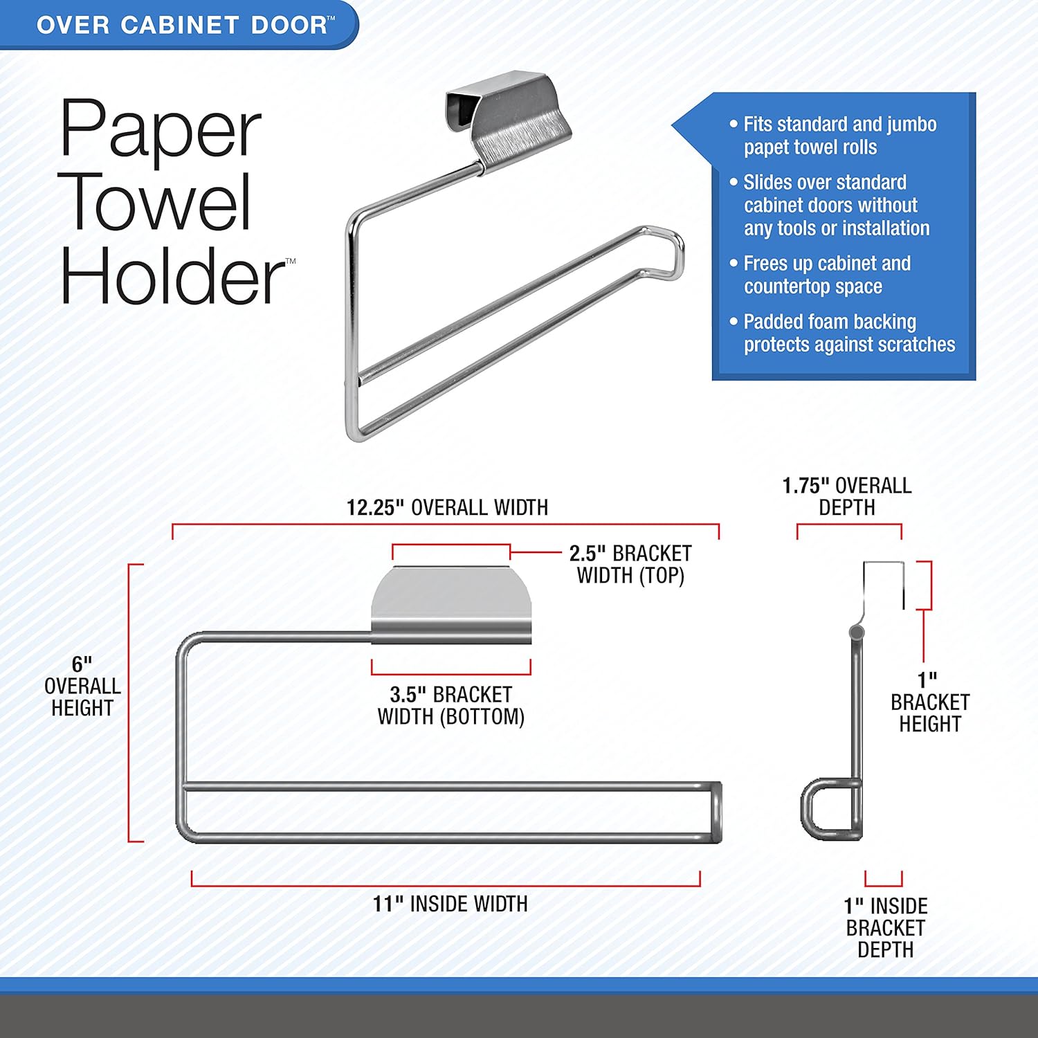 Spectrum Over The Cabinet Paper Towel Holder - Brushed Nickel