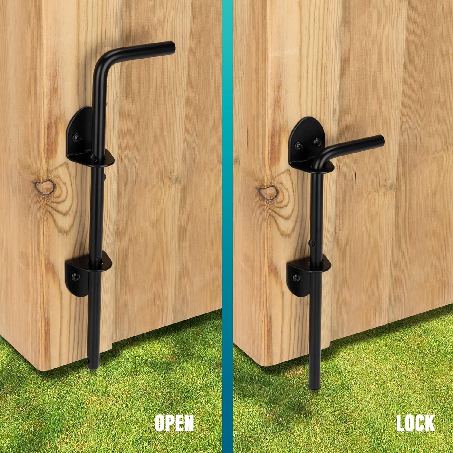 12 Cane Bolt Heavy Duty Drop Rod Gate Stopper Hardware Black Finish
