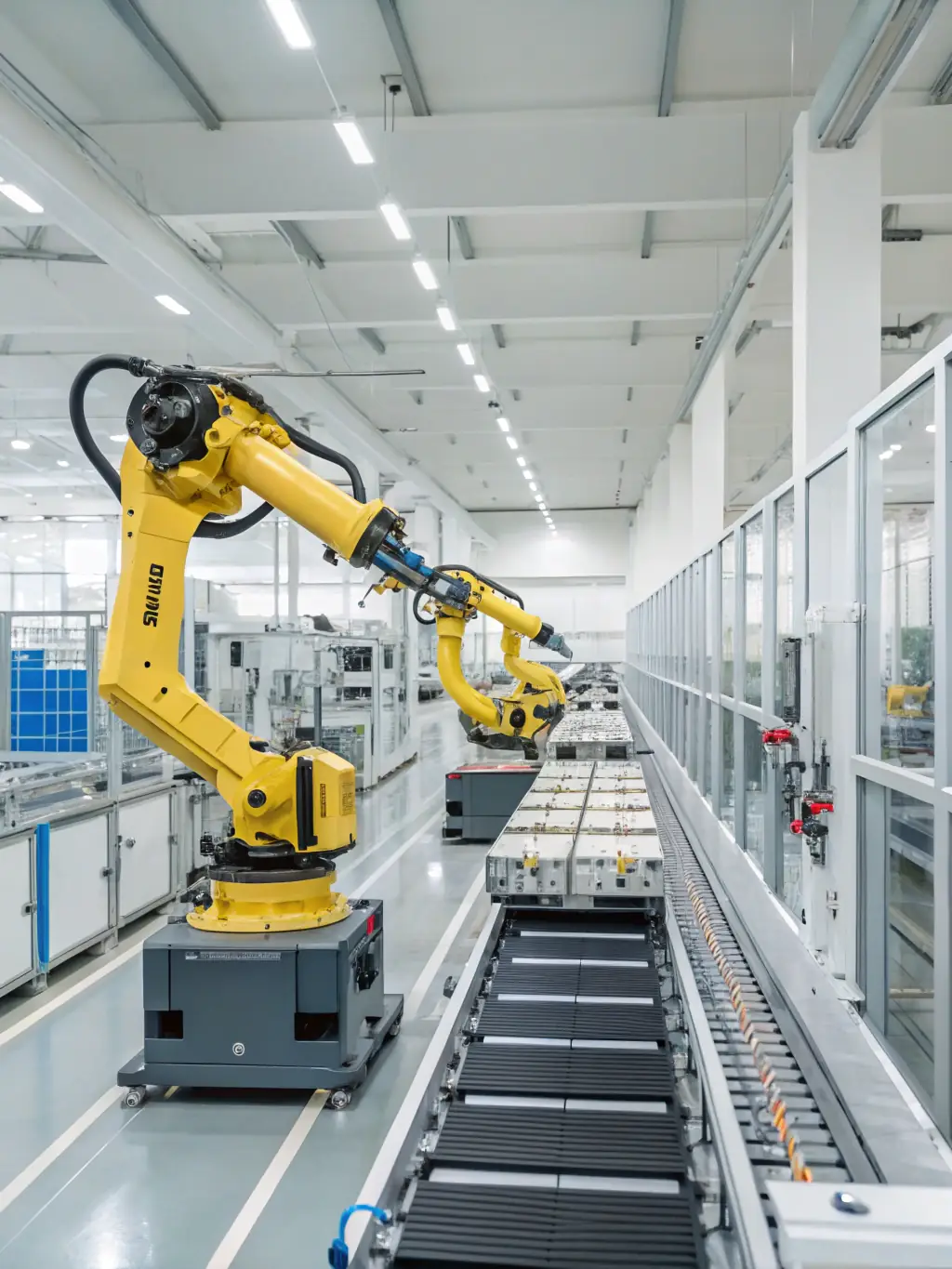 An image showing a manufacturing plant with advanced automation and robotic systems, highlighting efficiency and technological integration.